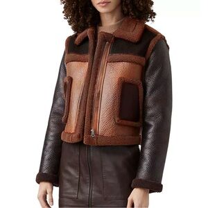 French Connection Women’s Belle Faux Shearling Jacket $168 MSRP